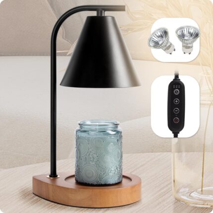Tuinmart Aimoptg Candle Warmer Lamp with Retro Wooden Base - Home Decor